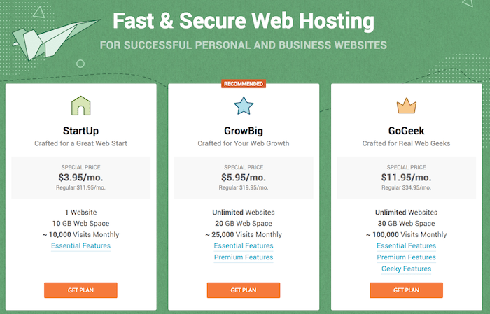 Siteground Old Shared Hosting Plan
