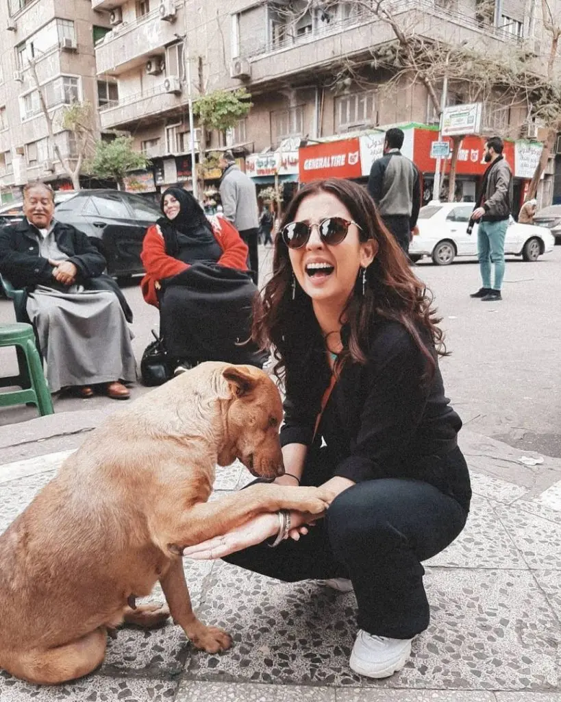 Barkha Singh Pampering Dog